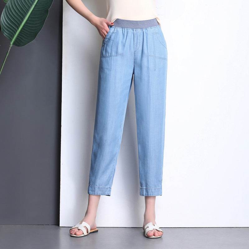 Draped Tencel denim harem pants - MYLUXURY LANE ENTERPRISE