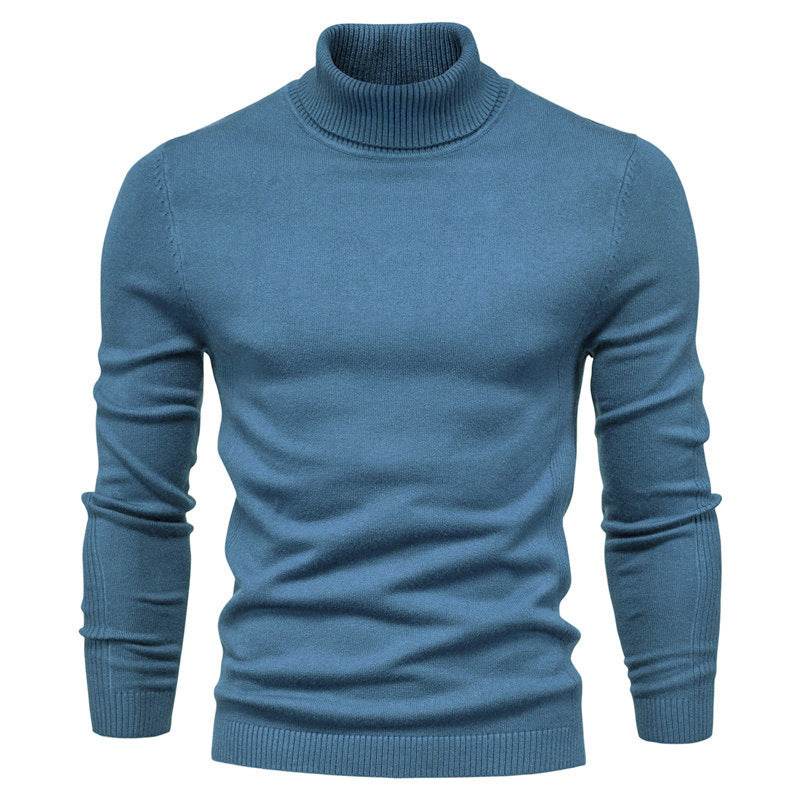 Men's Solid Color Slim Pullover Turtleneck Sweater Winter Casual Tops Clothing - MYLUXURY LANE ENTERPRISE