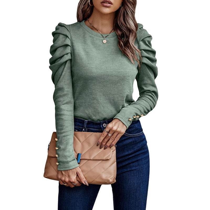 Women's Pure Color Casual Versatile Long-sleeved Top - MYLUXURY LANE ENTERPRISE