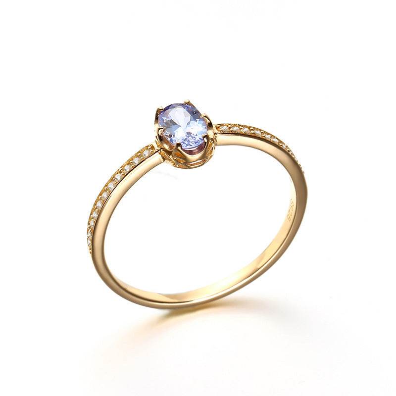 Japanese and Korean Light Jewelry Natural Crystal Tansang Stone Ring Women''s 925 Sterling Silver Retro Dan Ring - MYLUXURY LANE ENTERPRISE