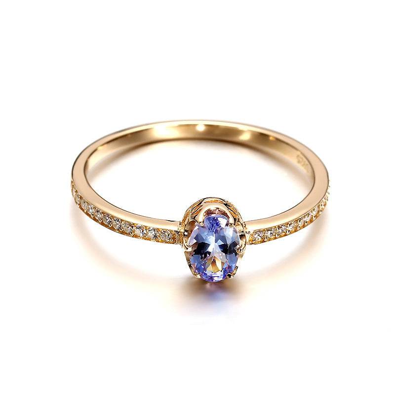 Japanese and Korean Light Jewelry Natural Crystal Tansang Stone Ring Women''s 925 Sterling Silver Retro Dan Ring - MYLUXURY LANE ENTERPRISE