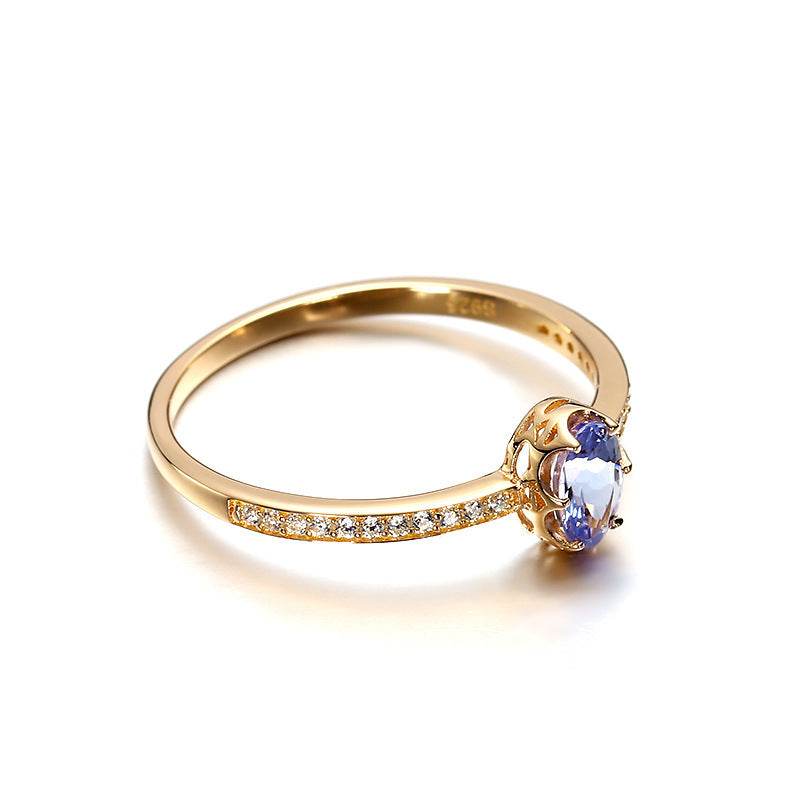 Japanese and Korean Light Jewelry Natural Crystal Tansang Stone Ring Women''s 925 Sterling Silver Retro Dan Ring - MYLUXURY LANE ENTERPRISE
