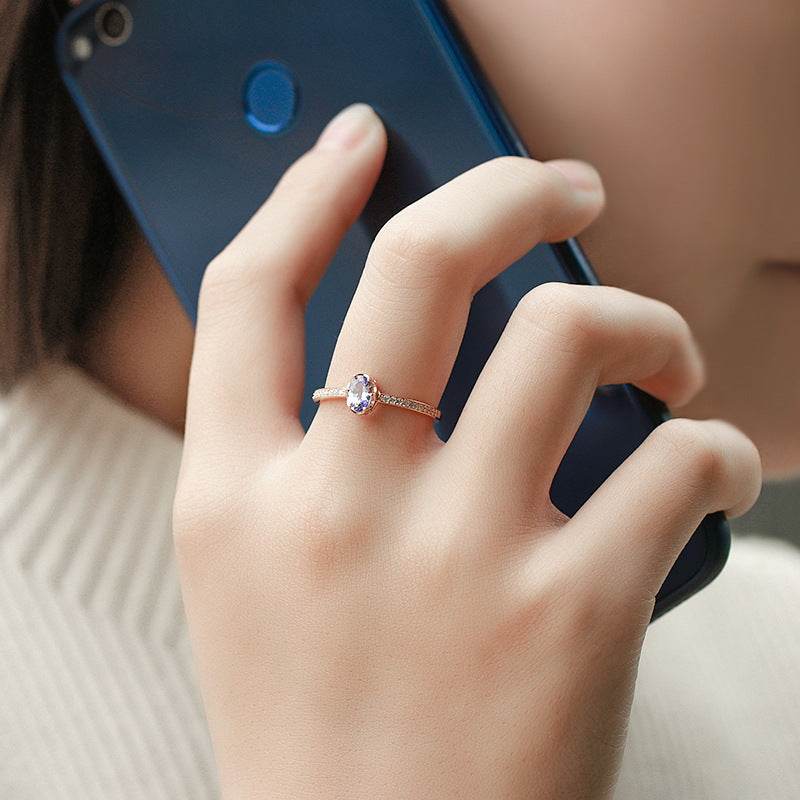 Japanese and Korean Light Jewelry Natural Crystal Tansang Stone Ring Women''s 925 Sterling Silver Retro Dan Ring - MYLUXURY LANE ENTERPRISE