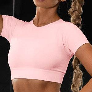 Seamless Yoga Sport Set Fitness Women Running Leggings Short Sleeve Tops - MYLUXURY LANE ENTERPRISE