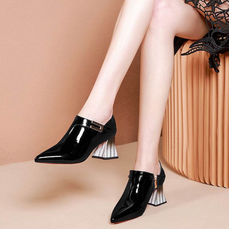Pointed Patent Leather Single Shoes Women High Heels - MYLUXURY LANE ENTERPRISE