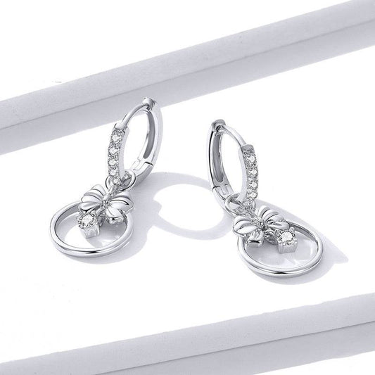 Sterling Silver Women's Smart Butterfly Inlaid Zircon Silver Earrings - MYLUXURY LANE ENTERPRISE