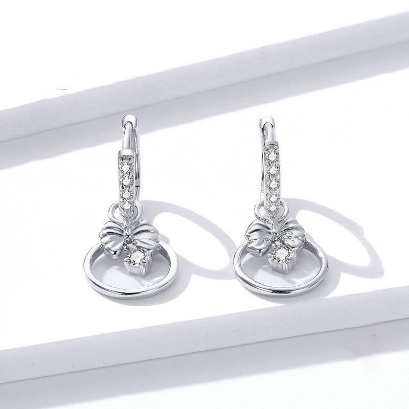 Sterling Silver Women's Smart Butterfly Inlaid Zircon Silver Earrings - MYLUXURY LANE ENTERPRISE