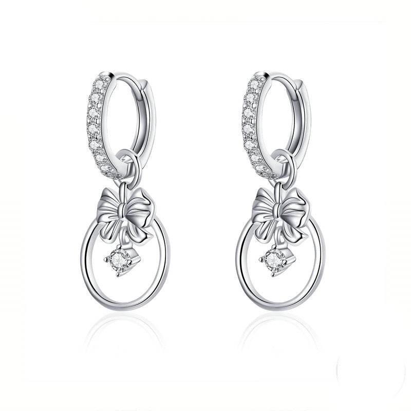 Sterling Silver Women's Smart Butterfly Inlaid Zircon Silver Earrings - MYLUXURY LANE ENTERPRISE