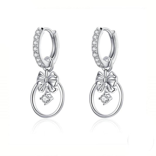 Sterling Silver Women's Smart Butterfly Inlaid Zircon Silver Earrings - MYLUXURY LANE ENTERPRISE