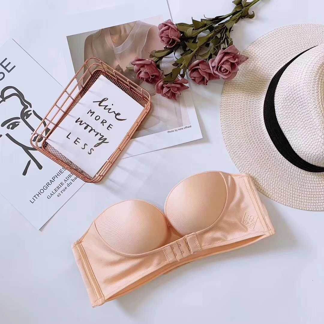 Anti-Glare One-Piece Bra Gathered Up Strapless Bra - MYLUXURY LANE ENTERPRISE