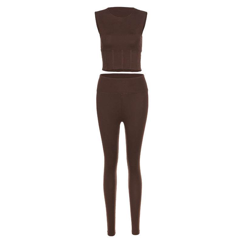 Women's Low-cut Stitching Slim-fitting Sports Fitness Suit - MYLUXURY LANE ENTERPRISE