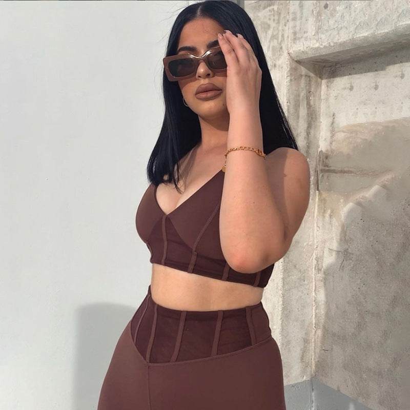 Women's Low-cut Stitching Slim-fitting Sports Fitness Suit - MYLUXURY LANE ENTERPRISE