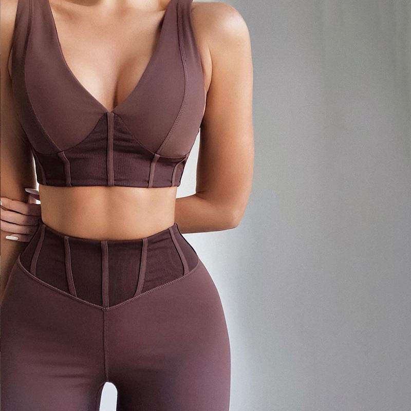Women's Low-cut Stitching Slim-fitting Sports Fitness Suit - MYLUXURY LANE ENTERPRISE