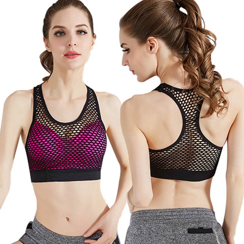 Mesh Hollow Hit Color Sports Fitness Bra - MYLUXURY LANE ENTERPRISE