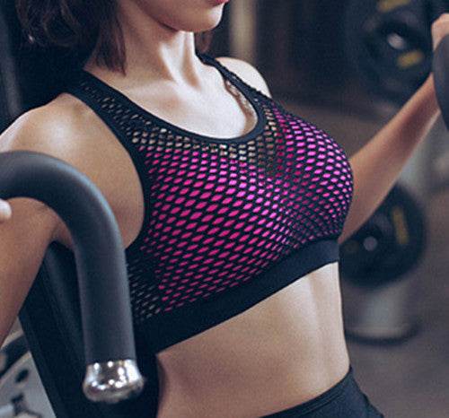Mesh Hollow Hit Color Sports Fitness Bra - MYLUXURY LANE ENTERPRISE