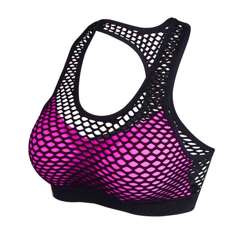 Mesh Hollow Hit Color Sports Fitness Bra - MYLUXURY LANE ENTERPRISE