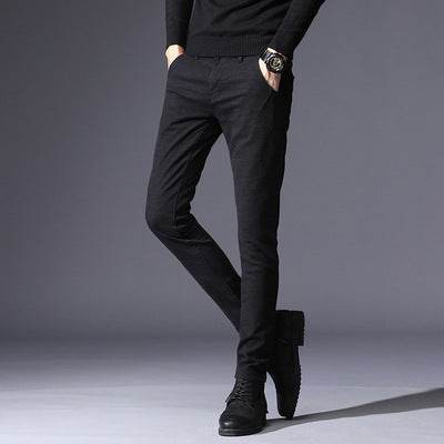 Fall Winter Men's Stretch Brushed Slim Fit Casual Trousers - MYLUXURY LANE ENTERPRISE