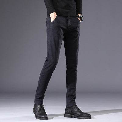 Fall Winter Men's Stretch Brushed Slim Fit Casual Trousers - MYLUXURY LANE ENTERPRISE
