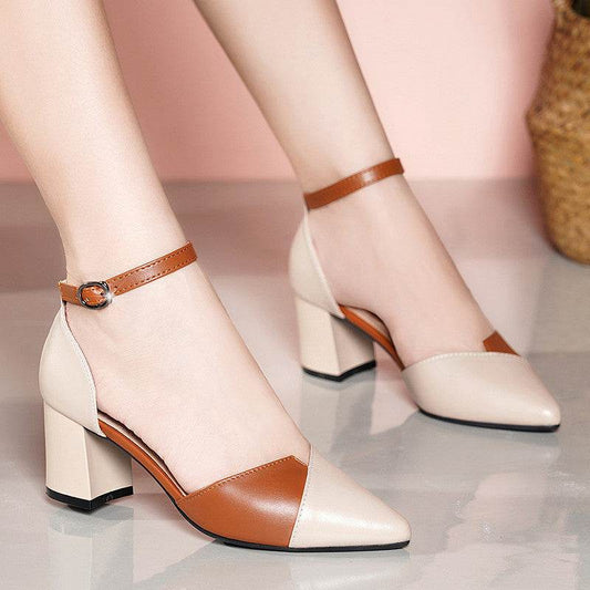 Summer Fashion Thick Heel Temperament Pointed Toe Shoes - MYLUXURY LANE ENTERPRISE