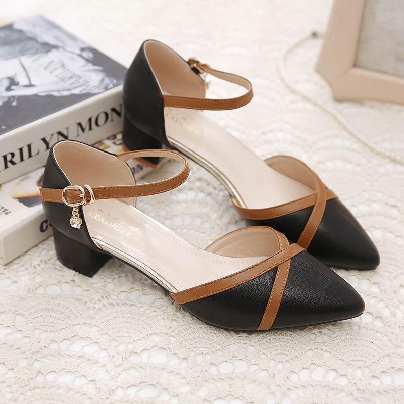 Summer Fashion Thick Heel Temperament Pointed Toe Shoes - MYLUXURY LANE ENTERPRISE