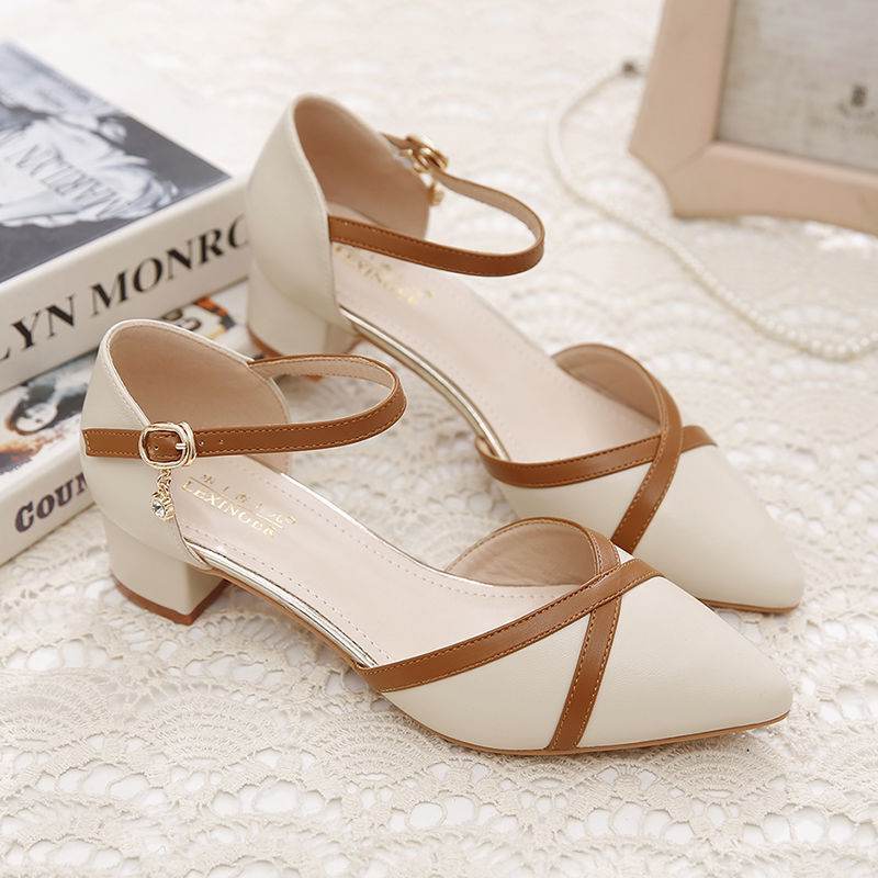 Summer Fashion Thick Heel Temperament Pointed Toe Shoes - MYLUXURY LANE ENTERPRISE