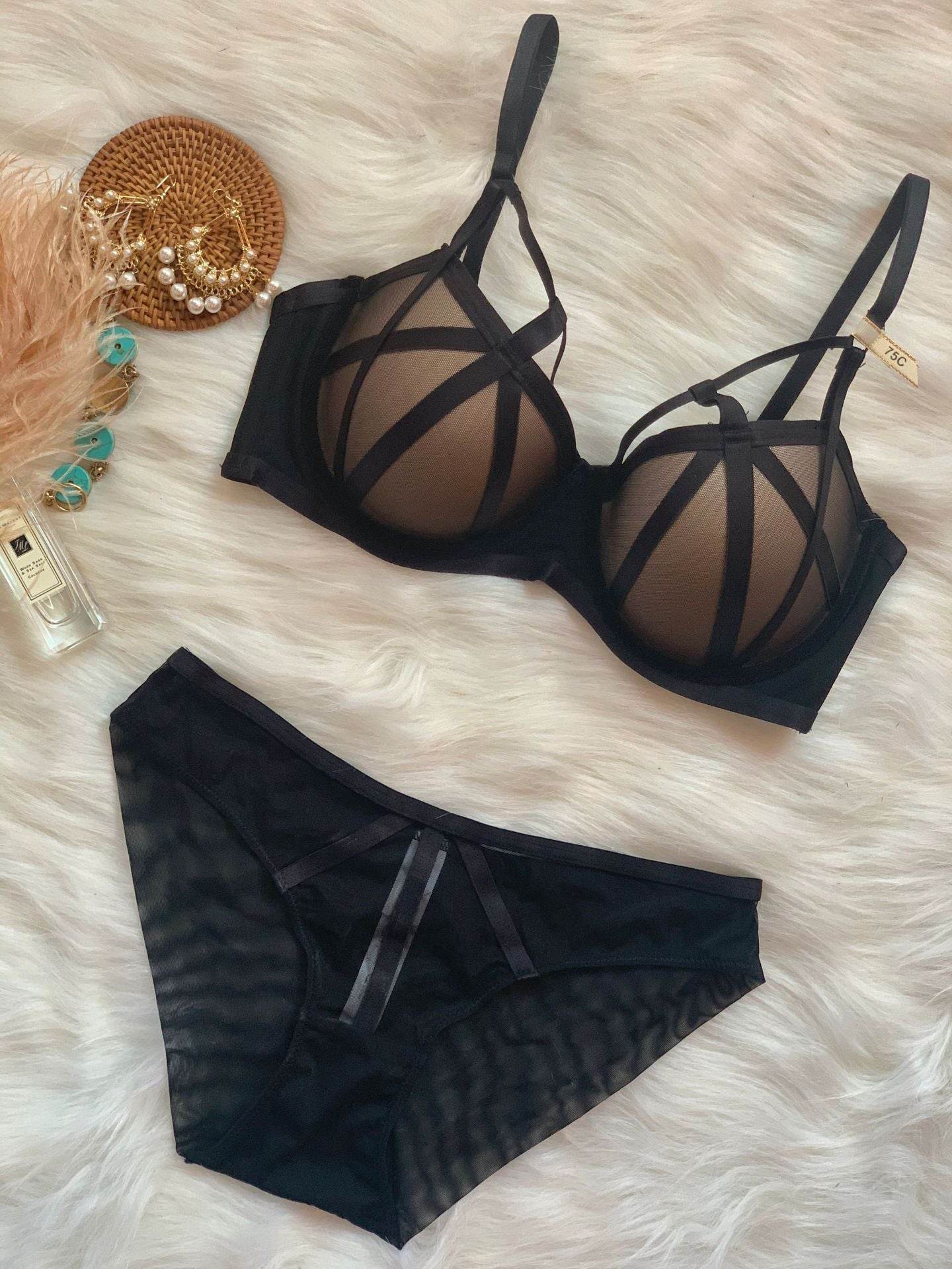 Lace-up Underwear Women Gather Plus Size Bra Set - MYLUXURY LANE ENTERPRISE