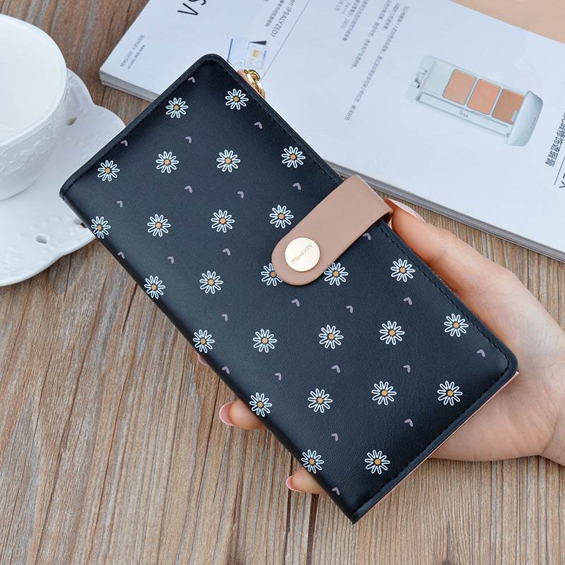 New Style Women's Wallet Long Fashion Flower Soft Wallet Korean Student Zipper Buckle Multi-Card Pocket Thin Wallet - MYLUXURY LANE ENTERPRISE