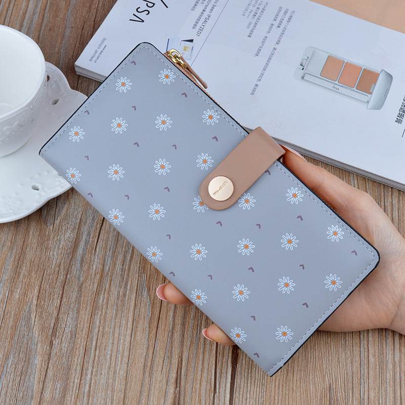 New Style Women's Wallet Long Fashion Flower Soft Wallet Korean Student Zipper Buckle Multi-Card Pocket Thin Wallet - MYLUXURY LANE ENTERPRISE