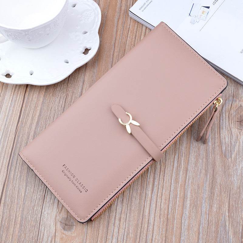 New Style Ladies Wallet Female Long Style Korean Student Fashion Zipper Buckle Thin Wallet Multi-Card Position Soft Wallet Card Case - MYLUXURY LANE ENTERPRISE
