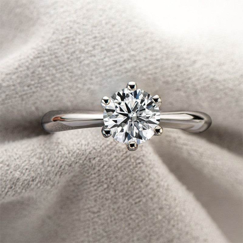 Six Prongs 1 Carat 925 Sterling Silver Moissanite Ring - MYLUXURY LANE ENTERPRISE