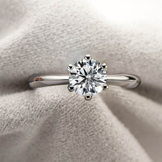 Six Prongs 1 Carat 925 Sterling Silver Moissanite Ring - MYLUXURY LANE ENTERPRISE