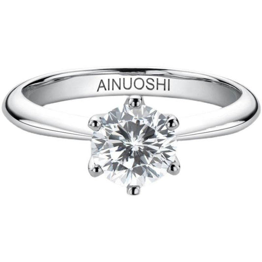 Six Prongs 1 Carat 925 Sterling Silver Moissanite Ring - MYLUXURY LANE ENTERPRISE