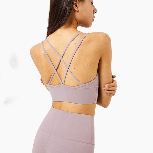 Lulu Cross Back Yoga Bra - MYLUXURY LANE ENTERPRISE