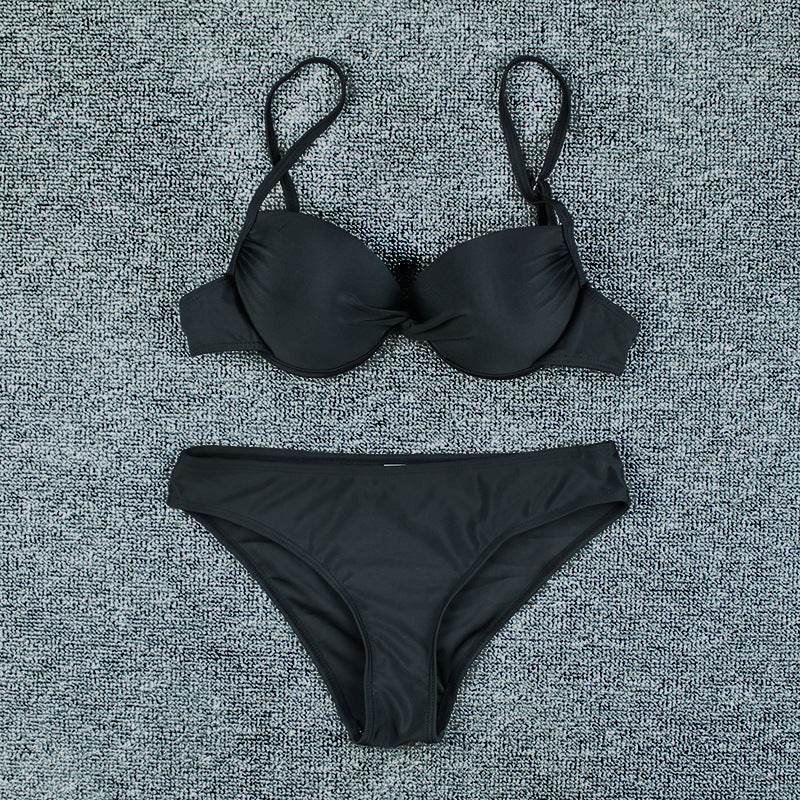 Solid Color Hard Bag Backless Bikini Swimsuit Women - MYLUXURY LANE ENTERPRISE