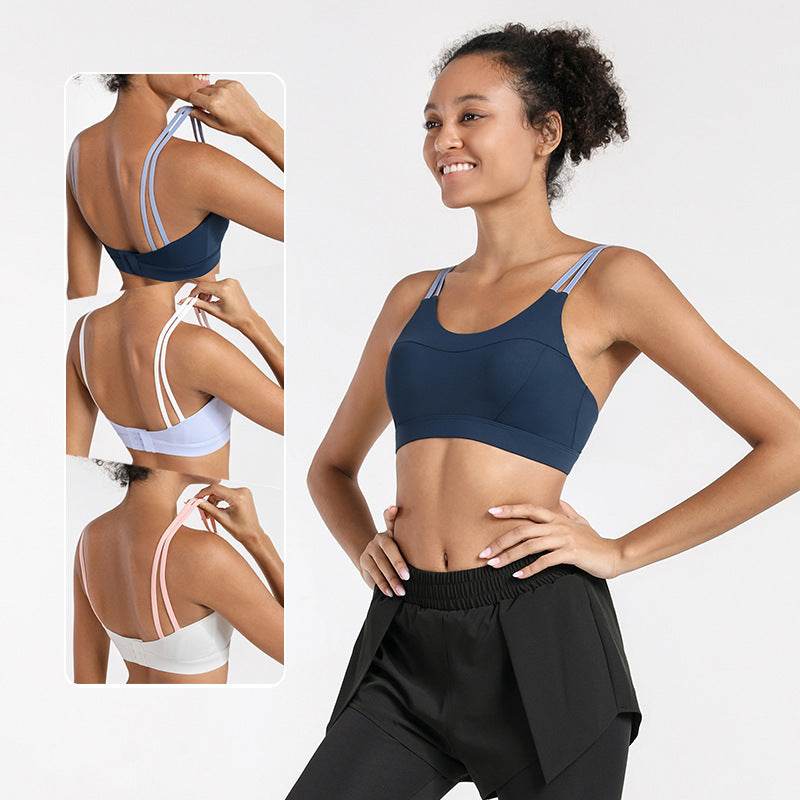 European And American New Sports Underwear Women'S Shockproof Quick-Drying Vest Amazon Contrast Color Running Fitness Yoga Beauty Back Bra - MYLUXURY LANE ENTERPRISE
