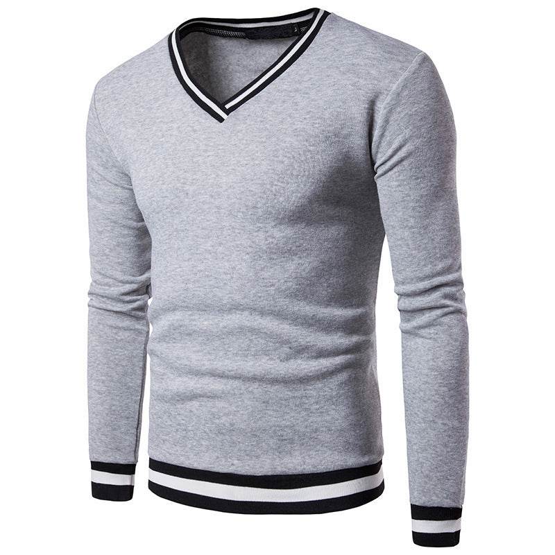 Men's Spring And Autumn Black And White Color Matching Luokou Casual Sweater - MYLUXURY LANE ENTERPRISE