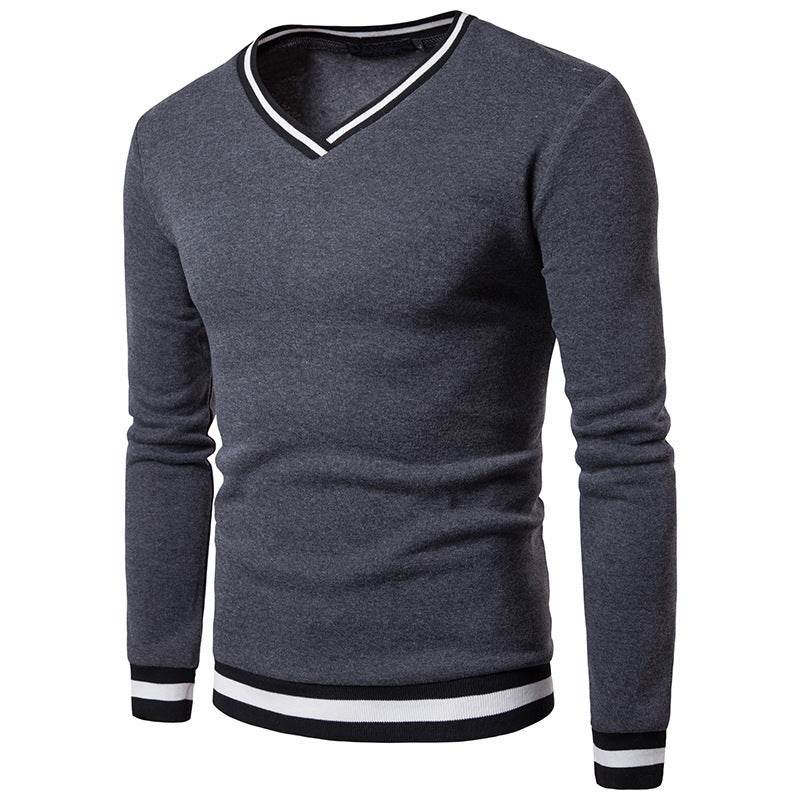 Men's Spring And Autumn Black And White Color Matching Luokou Casual Sweater - MYLUXURY LANE ENTERPRISE