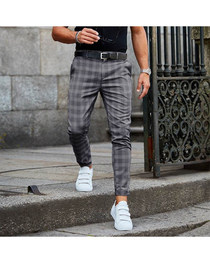 Plaid Print Pants Men's Casual Trousers Loose And Thin - MYLUXURY LANE ENTERPRISE