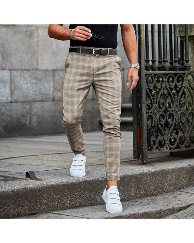 Plaid Print Pants Men's Casual Trousers Loose And Thin - MYLUXURY LANE ENTERPRISE