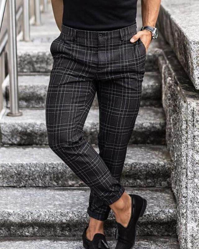 Plaid Print Pants Men's Casual Trousers Loose And Thin - MYLUXURY LANE ENTERPRISE