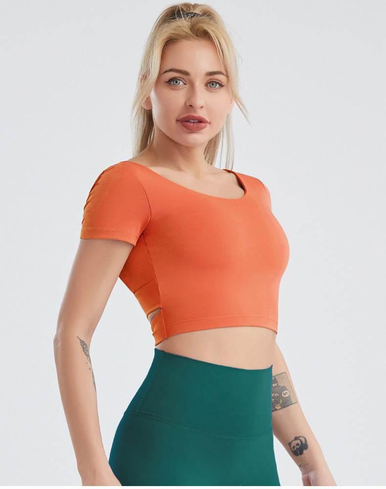 Yoga Wear Women's Nude Sexy Beauty Back Fitness Top High-waist Hip-hip Leggings Two-piece Suit - MYLUXURY LANE ENTERPRISE