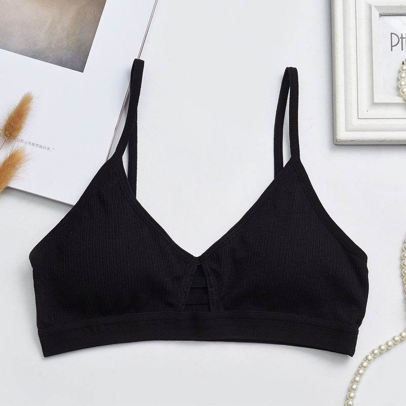 Cross Border New French Bra Rimless Sling Low Back Hollow Breathable Triangle Bra Seamless Bra Lady - MYLUXURY LANE ENTERPRISE