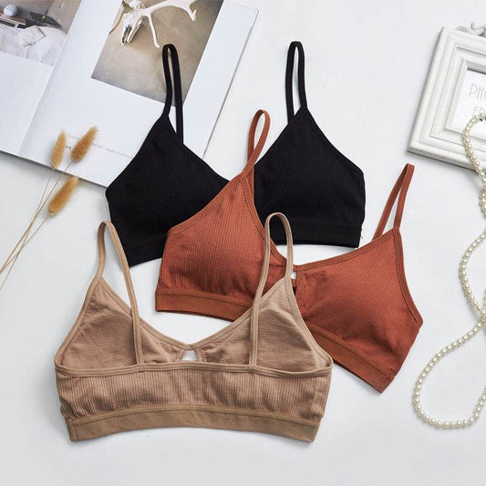Cross Border New French Bra Rimless Sling Low Back Hollow Breathable Triangle Bra Seamless Bra Lady - MYLUXURY LANE ENTERPRISE