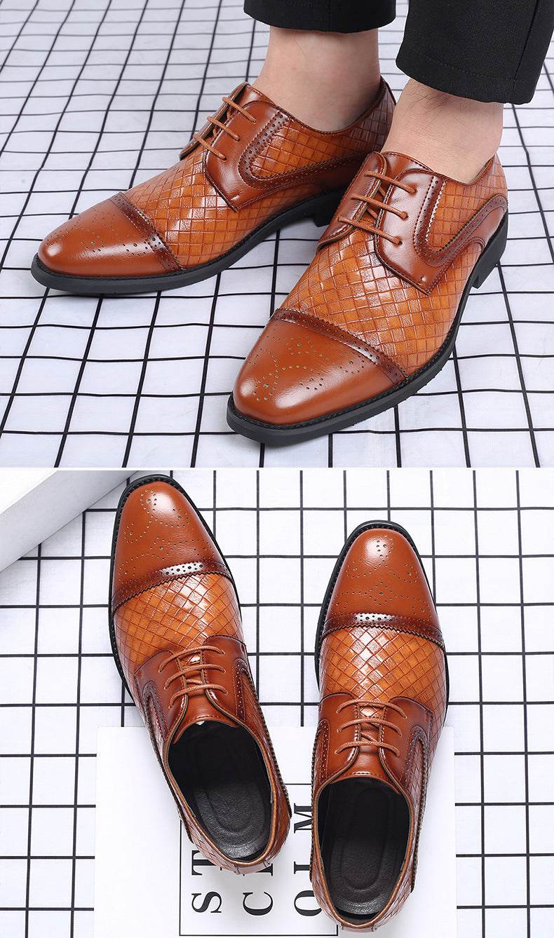 Fall New European Style British Large Size Men's Shoes Woven Fashion Brooch Carved Men's Formal Leather shoes - MYLUXURY LANE ENTERPRISE