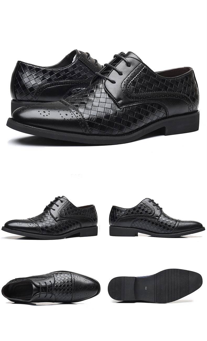 Fall New European Style British Large Size Men's Shoes Woven Fashion Brooch Carved Men's Formal Leather shoes - MYLUXURY LANE ENTERPRISE