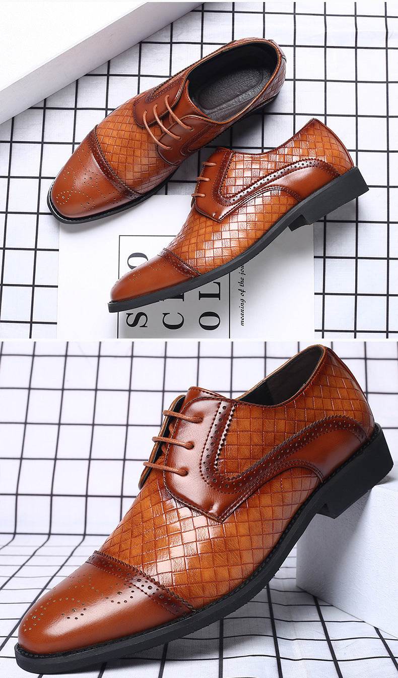 Fall New European Style British Large Size Men's Shoes Woven Fashion Brooch Carved Men's Formal Leather shoes - MYLUXURY LANE ENTERPRISE