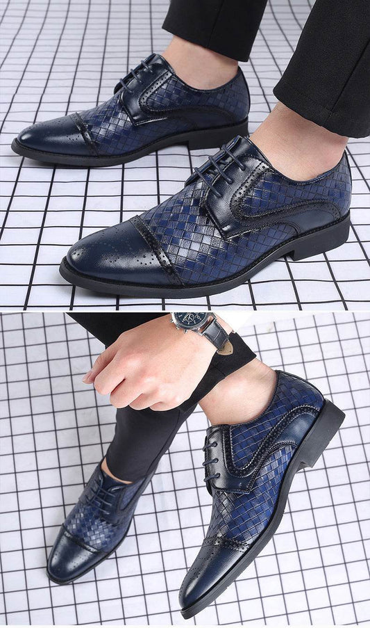 Fall New European Style British Large Size Men's Shoes Woven Fashion Brooch Carved Men's Formal Leather shoes - MYLUXURY LANE ENTERPRISE
