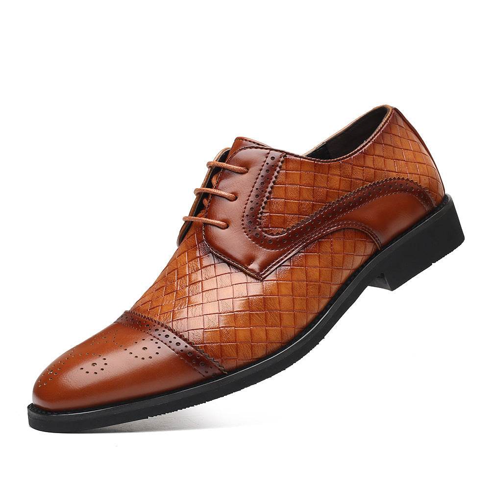 Fall New European Style British Large Size Men's Shoes Woven Fashion Brooch Carved Men's Formal Leather shoes - MYLUXURY LANE ENTERPRISE
