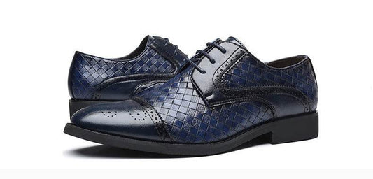 Fall New European Style British Large Size Men's Shoes Woven Fashion Brooch Carved Men's Formal Leather shoes - MYLUXURY LANE ENTERPRISE