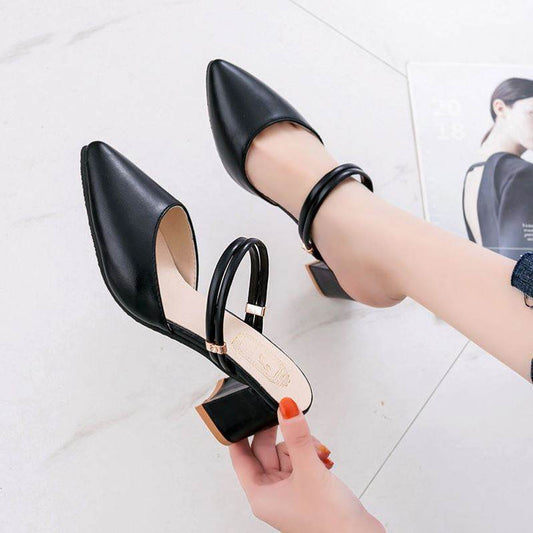 Summer Gentle Thick-heeled High Heels Shoes Baotou Sandals For Women - MYLUXURY LANE ENTERPRISE